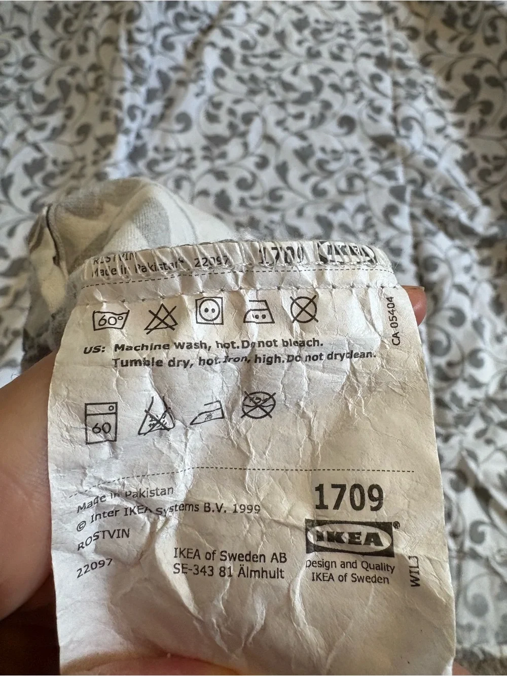 IKEA White and Gray Floral Vine Duvet Cover with two pillow cases